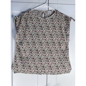 Zara Floral Textured Top 13-14 XS Cottagecore Smocked Boho Lightweight Blouse